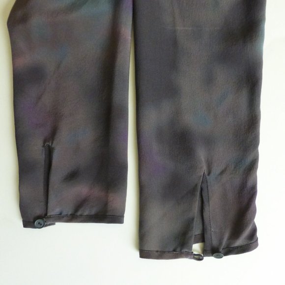 Rebecca Taylor Long Sleeved Tie Die Eggplant Purple Silk Blouse - Picture 7 of 10